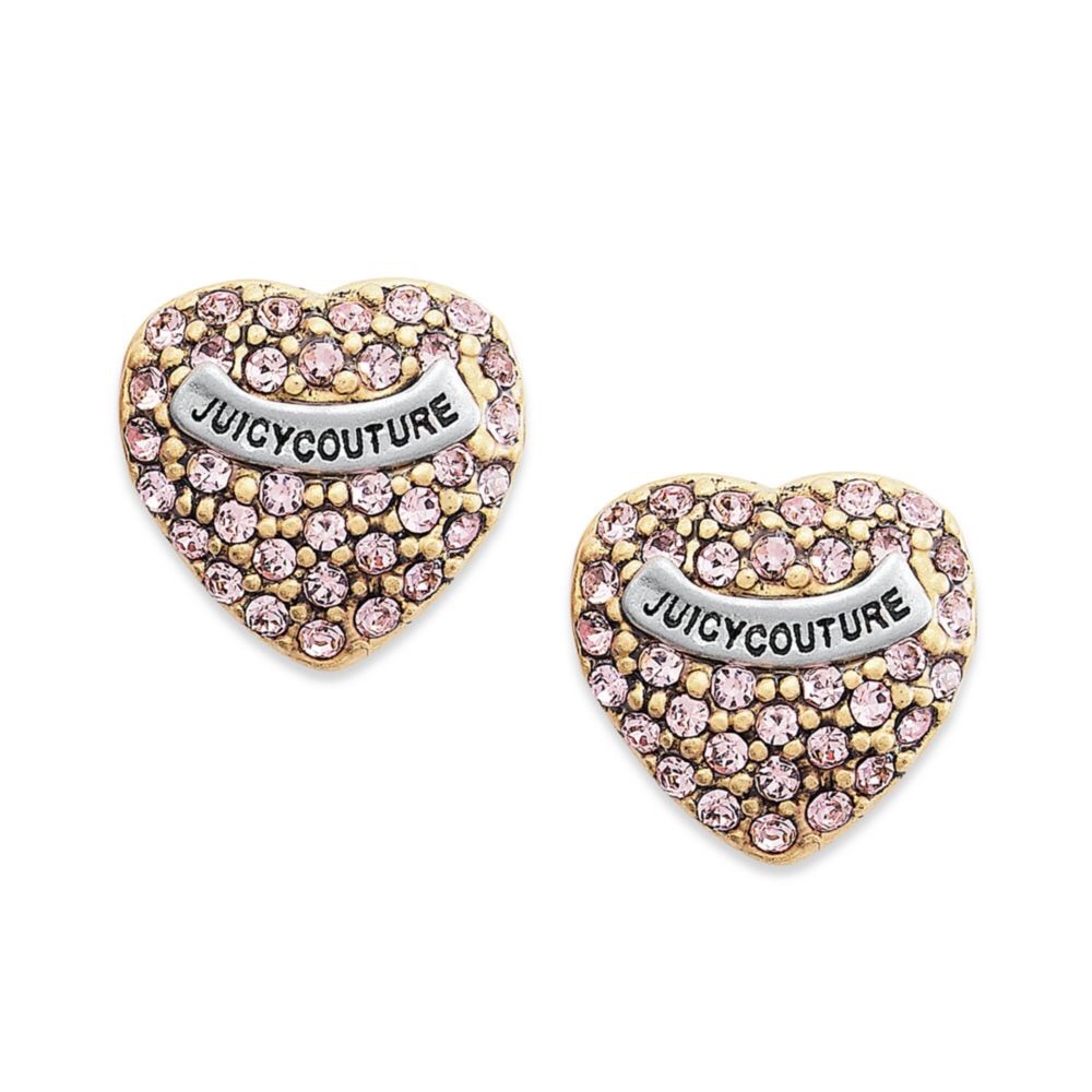 Juicy Couture Pave Heart Stud Earrings